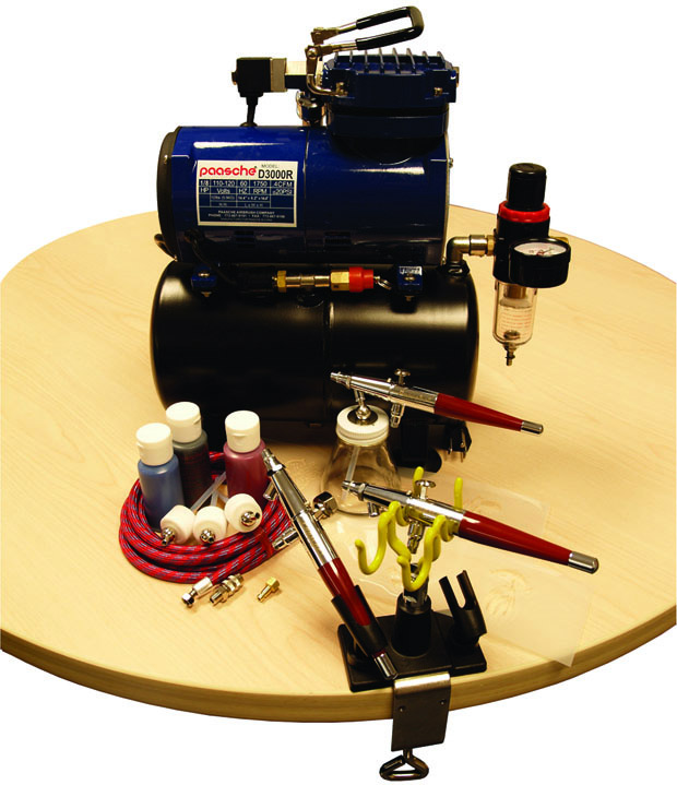 Paasche Airbrush Paasche PTS3S Professional Tattoo Set with D3000R Air Compressor (1/8 hp