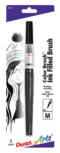 pentel color brush pen black