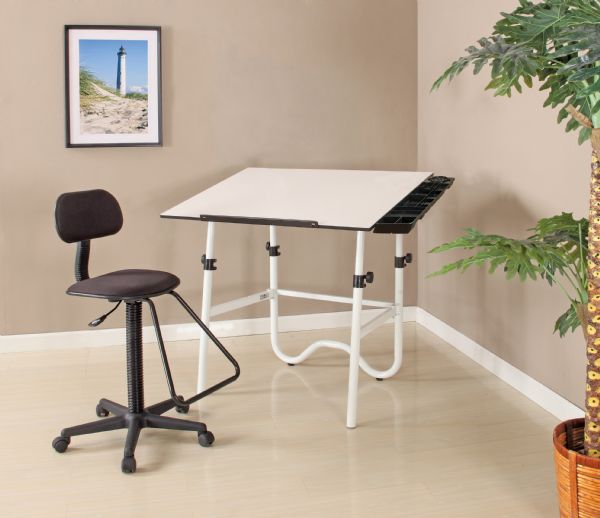 Creative Center White Base Onyx Table With Drafting Chair And Base Onyx Table With Drafting Chair