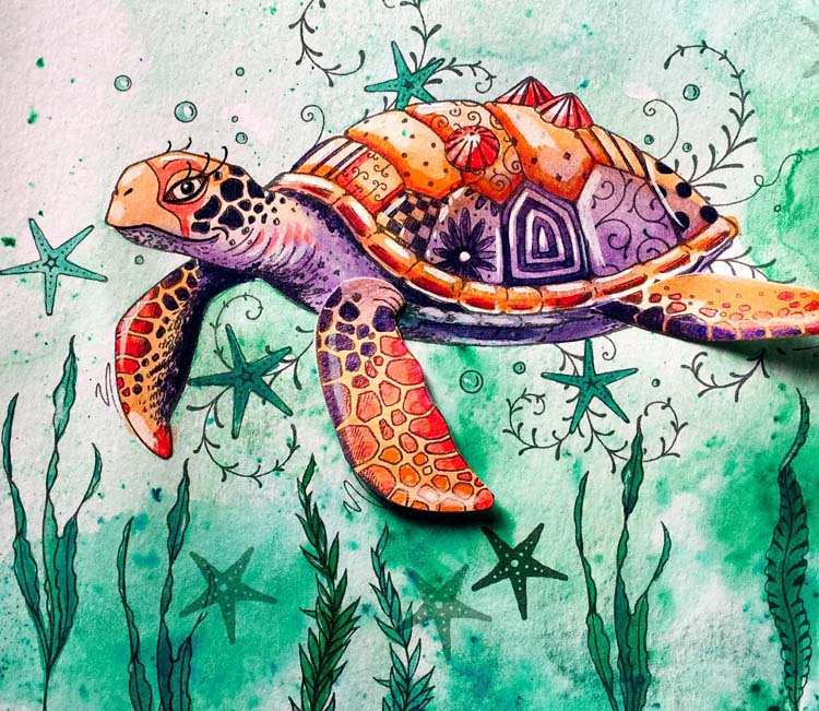 Pink Ink Designs A5 Clear Stamp Sea Turtle