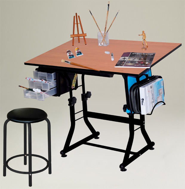 U-DS40B Martin Smart Drawing and Craft Table 1 Each Black with 35.5 W x 23.5 D Birchwood Melamine Top