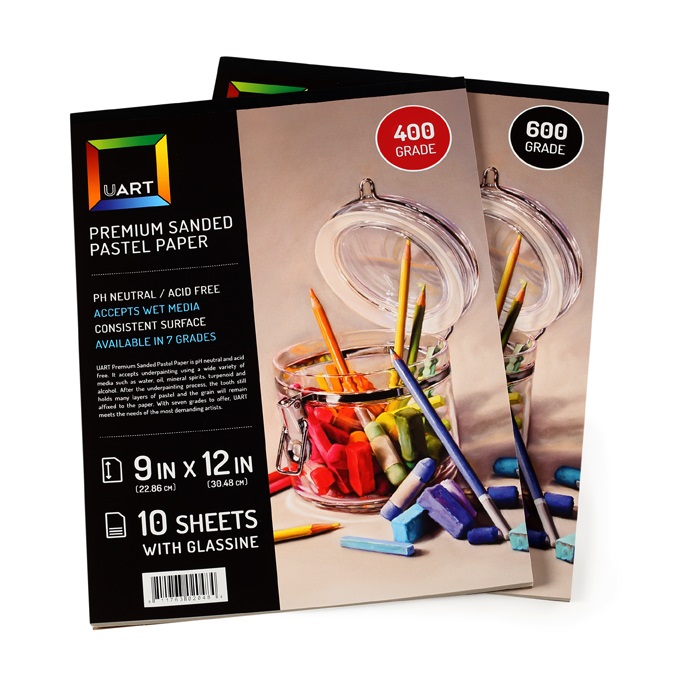 Uart Premium Sanded Pastel Paper Pad with Glassine 9 x 12, Grade 400