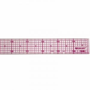 Westcott B-90 Plastic Pica Beveled Ruler 2/" x 18/"